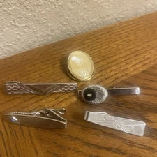 VTG Tie Scarf Clip Bar Lot Of 5 Mixed Styles Anson Hickok W Germany Silver