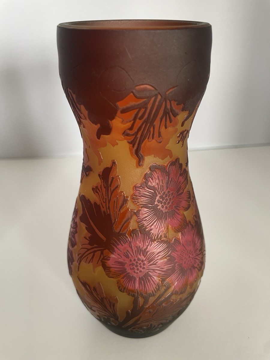 Gallé Tip Floral Cameo Glass Vase | eBay