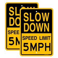 Slow Down Speed Limit 5 MPH Sign,17 x12 Inches,Reflective Aluminum 2 Pack