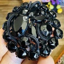 Vintage Unsigned Alice Caviness Black Rhinestone, Chains, Japanned Brooch