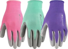 Wells Lamont 3 Pair Pack Women’s Gardening Gloves | PU Coated Grip Work Gloves