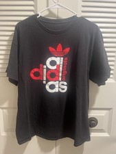 Adidas Originals Black Red Mens Short Sleeve Center Graphic Tshirt Medium