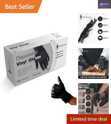 100 schwarze Vinyl Einweghandschuhe | stark, latexfrei & perfekt bequem