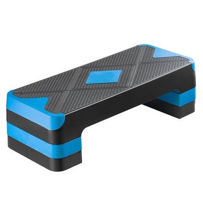 Ultra-Grip Step Platform 28in Thick Deck 3 Levels Easy Adjust Blue