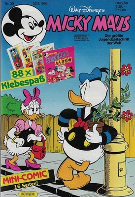 Micky Maus Nr.39 / 1988 Mit Beilage: 88 x Klebespaß und Mini-Comic
