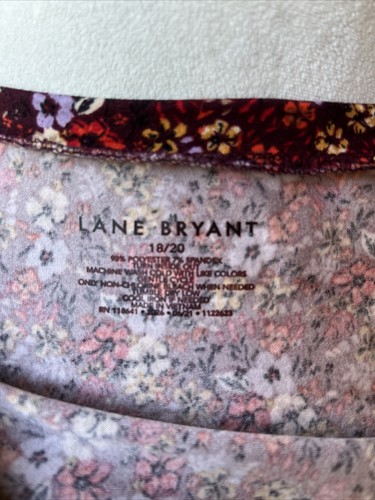 Lane Bryant Women s Size 18/20 Burgundy Floral Long Sleeves Tee - Picture 6 of 6