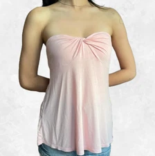 Women's Moda International Baby Pink Flowy Tube Top w Bra Shelf - Size Medium
