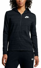 NEW WOMEN  S NIKE AV15 LONG-SLEEVE FULL ZIP KNIT JACKET HOODIE IN BLACK WHITE  
