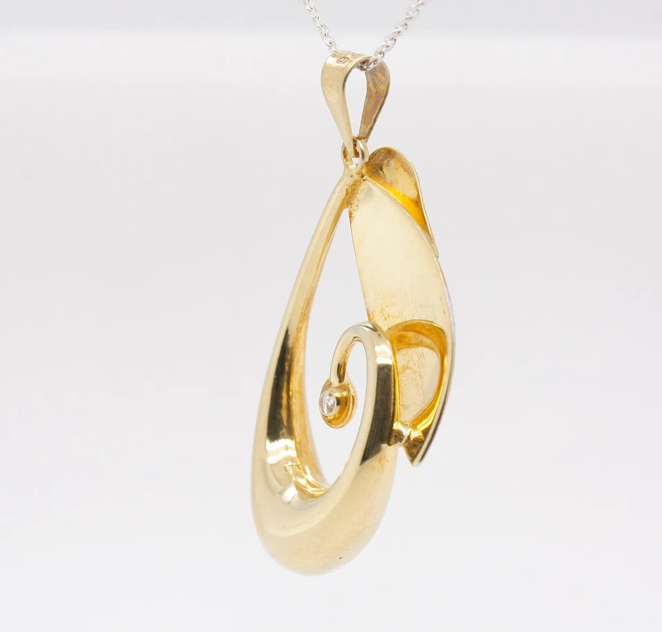 Argento Sterling Massiccio Design Zircone Cubico Ciondolo Finito 18ct Giallo Oro - Immagine 4 di 4