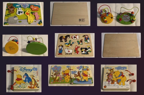 Kinder Holzspielzeug Set Puzzle Buch Motorik Schleife
