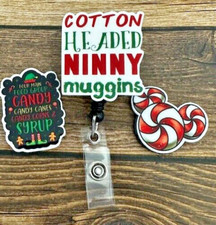 Interchangeable Retractable I.D. Badge Reel Nurse MA CNA Christmas Elf Mint RTS