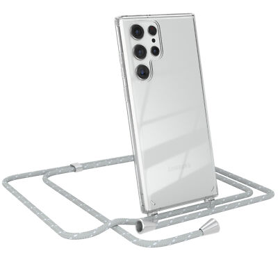 EAZY CASE für Samsung Galaxy S22 Ultra 5G Hülle mit Band Handykette Silikon Grau