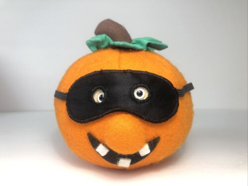 VTG Pumpkin Masked Jack-O-Lantern Felt Plush Gibson Greeting 1988 Halloween Deco - Afbeelding 1 van 8