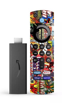 COMICS PATTERN STICKER REMOTE AMAZON FIRE TV STICK 4K WITH ALEXA VOICE ...