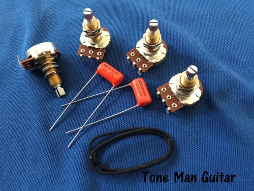 Guitar Upgrade Wiring Kit fits Gibson Les Paul 500K Long Pots Orange Drop Caps