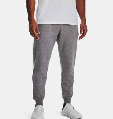 Under Armour UA Rival Fleece Joggers Men's Large Gray Sweatpants 1379774-025 NWT
