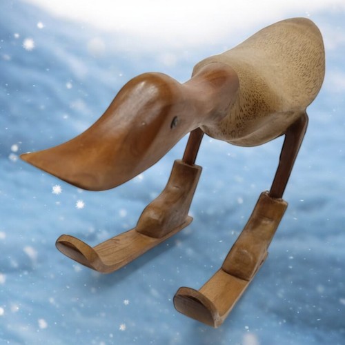 Bamboo Wood Duck Ski Driver Decoration Ducks Winter Christmas Solid Wood - Picture 2 of 5