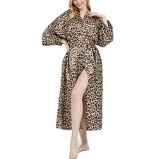 Long Satin Kimono Robe Dressing Gown Wedding Bridesmaid Sleepwear Bathrobe 18-24