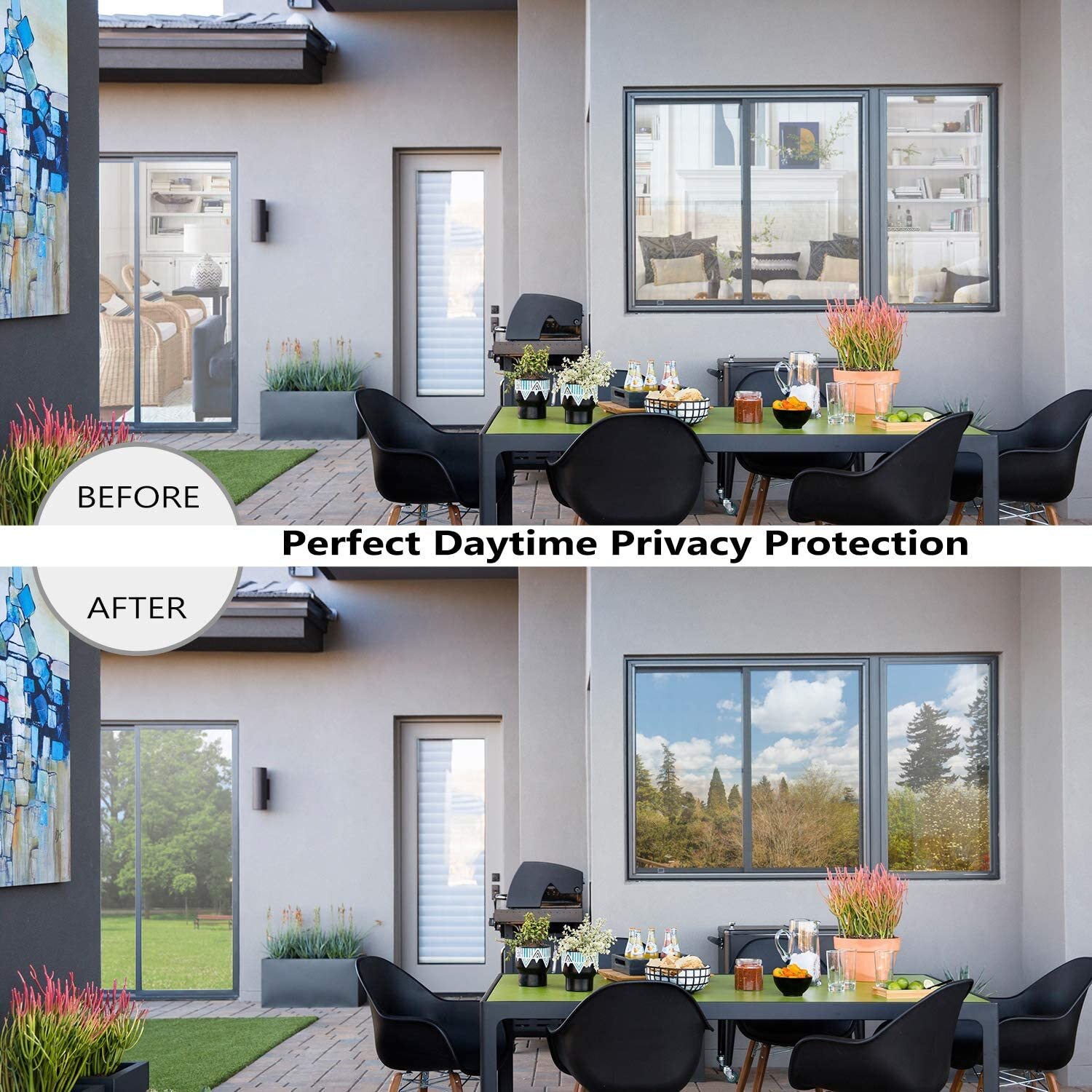 Silver Mirror Window Tint Film – Blocks Heat & UV, Black Silver Finish, Easy Apply