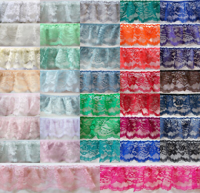 3 Yds. Solid 3'' Wide Ruffled/Gathered Lace 37 Color Choices See Description
