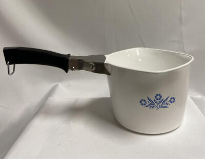 Vintage Corning Ware 1 Qt Sauce Maker Blue Cornflower P-55-B Removeable Handle