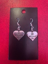 Silver Blessed Be Earrings Goth Witch Magic Alternative Dangle Drop Halloween