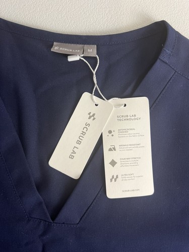 2Pcs Scrub Lab Womens Medical Scrub Nurse Uniform Top + Pant Size M Navy New - Picture 3 of 12