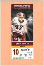 Philadelphia Eagles at Washington Redskins 12-21-2008 ticket Chris Cooley photo