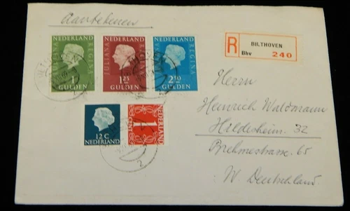 Vintage Cover, BILTHOVEN, NETHERLANDS, FDC, Registered Letter, 1969 Queen Issues