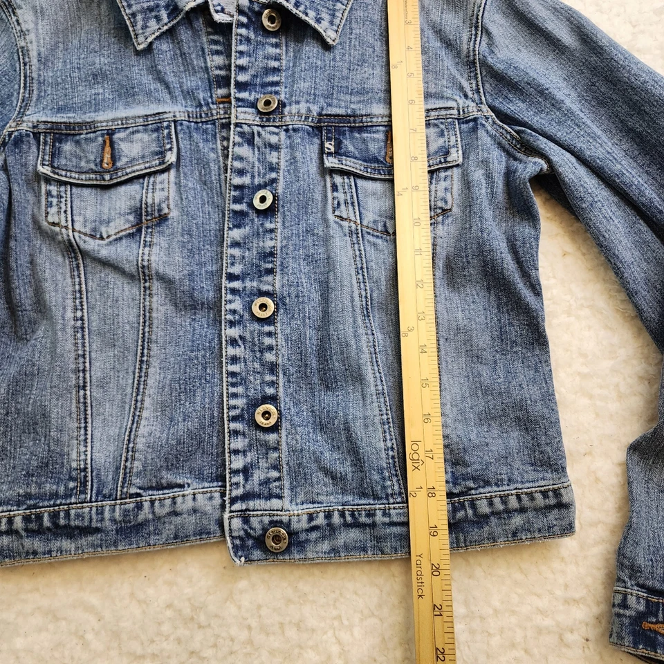 Silver Jean Denim Jacket Sm Blue Wash Faded Y2K Pockets Button Up Country - Image 2 of 4