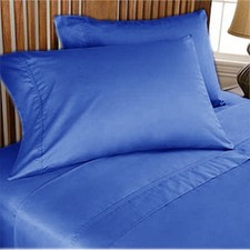 Queen Size Egyptian Blue Solid Sheet Set 1000 Thread Count 100 Egyptian Cotton
