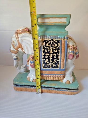 Beautiful Antique Chinese Elephant Clay Pottery Statue Plant Stand Handpainted. - Picture 12 of 16