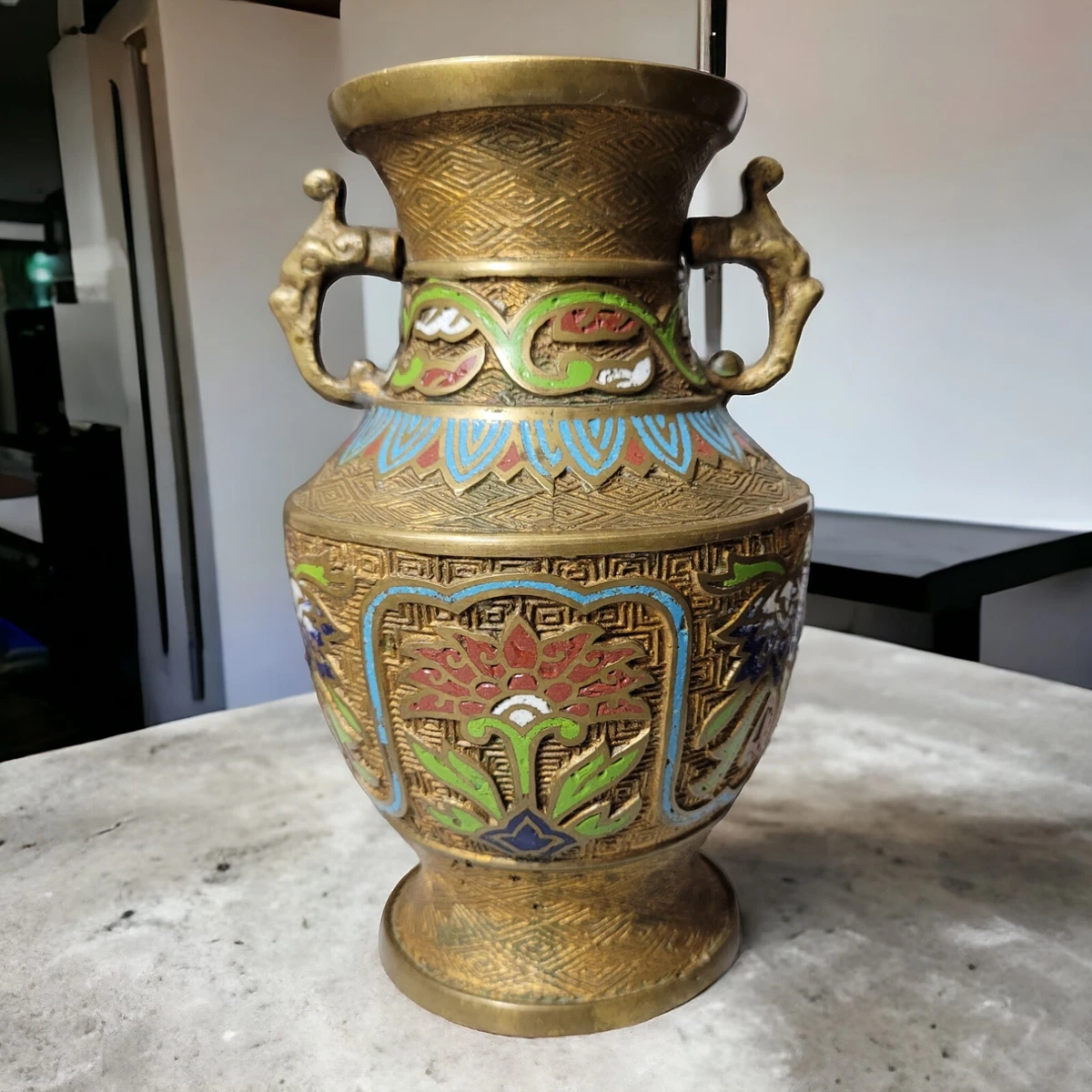 古董黄铜日本花瓶1900-1940 | eBay