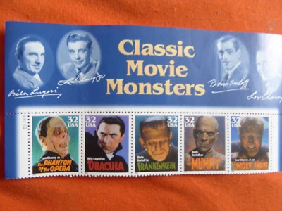 Briefmarken Classic Movie Monsters Dracula Frankenstein Wolfman - Bild 1 von 3