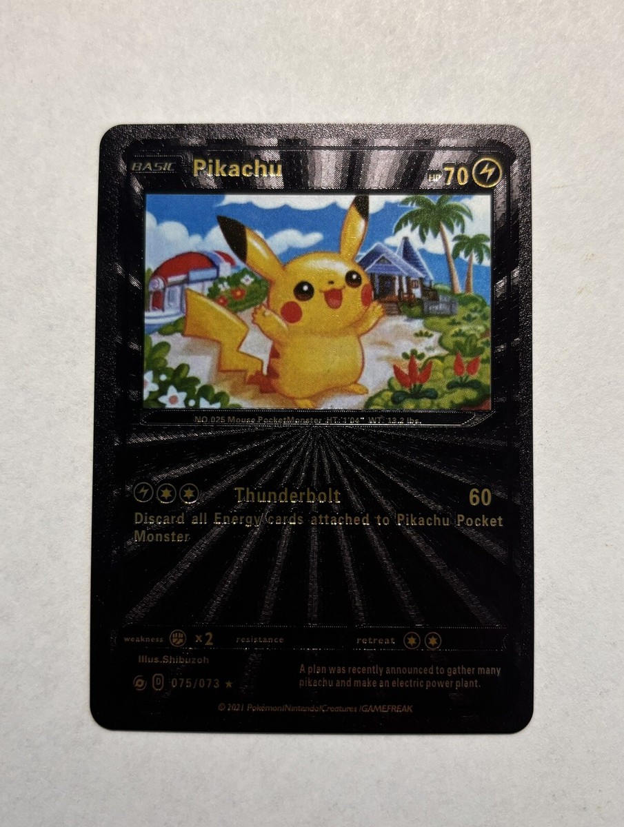 【美品】ピカチュウD075/073★ Pikachu Thunderbolt Black Foil Fan Art Display Card 075/073 Card