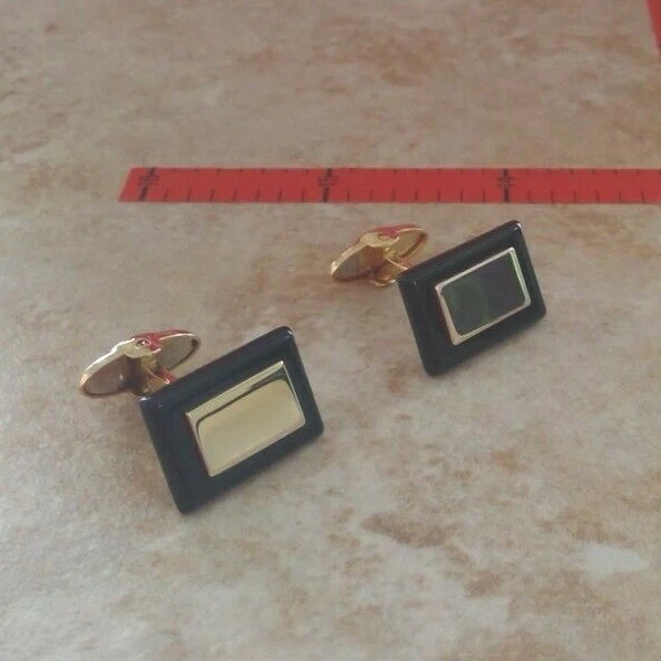 Dolan Bullock Cufflinks SoliD 14kT gold ONYX KCL103800 usa made  - Image 3 of 4