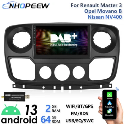 NHOPEEW DAB+ Android13 Car Radio Stereo GPS NAVI For Vauxhall Movano B Renault Master 3