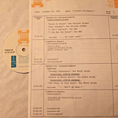 RADIO SHOW: B'DAYS 10/16/87 FULL SET w2 /INTERVIEWS JUSTIN HAYWARD; STONES, WHO