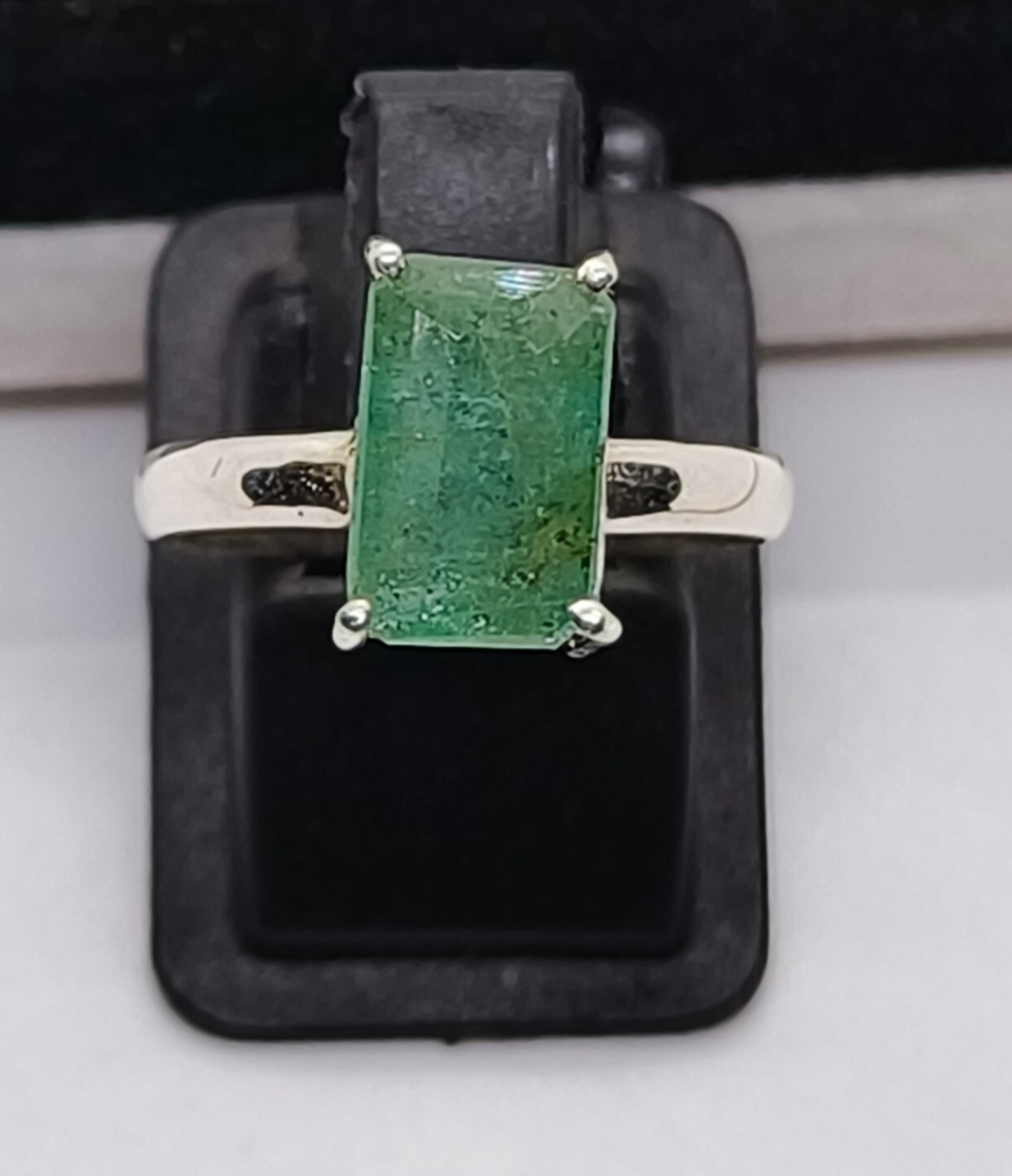 Natural Zambia Green Emerald Ring in Sterling Silver - Size 7
