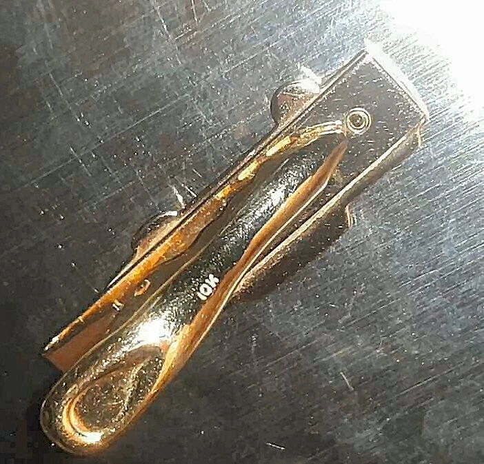 SUPER RARO - Clip de broche de corbata de diamante genuino oro 10K antiguo vintage ELECTROLUX Foto 3 de 4