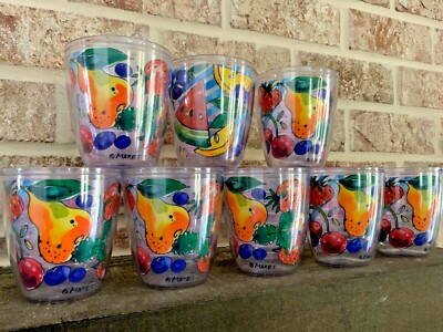 Hard plastic tumbler set Beach pool party tropical double walled MARET Pat Pend