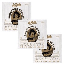 La Bella Guitar Strings 3 Packs Acoustic Phosphor Bronze Extra Light 010-050