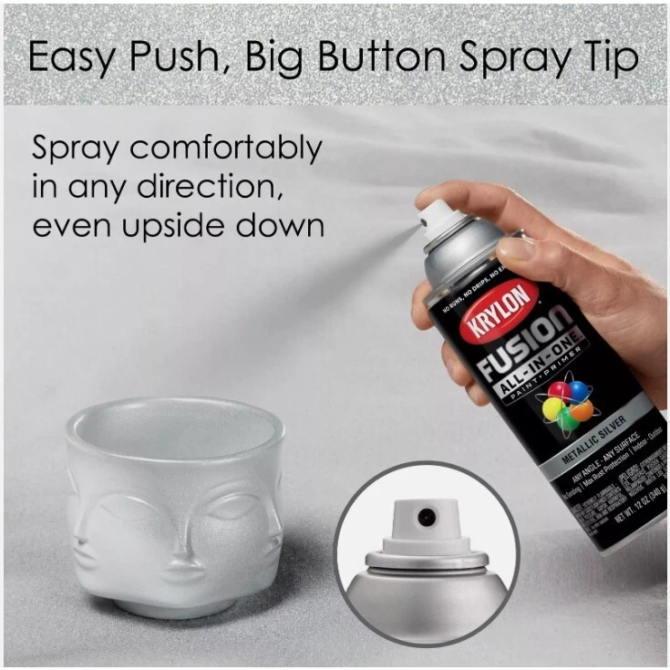 Pintura en aerosol todo en uno plateada metálica Krylon Fusion K02773007 Foto 3 de 4