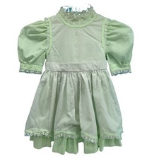 VTG Girl Ruffle Party Full Circle Lace Pageant Frilly Dress Pinafore Easter