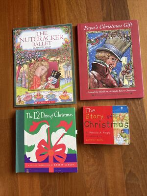 LOT OF 4 CHILDREN'S Hardcover Softcover Books Nutcracker 12 Days Of Christmas