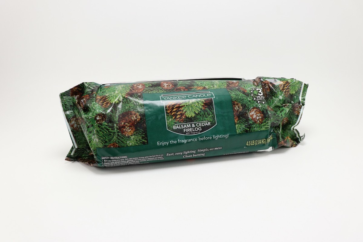Yankee Candle Balsam Cedar Fire Log Scented Fireplace Burning Wood Fire Log  | eBay