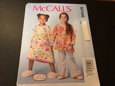 McCalls Pattern M7496 Girls LAURA LEE Pajama Top~Pants & Dress/Gown CUTE!