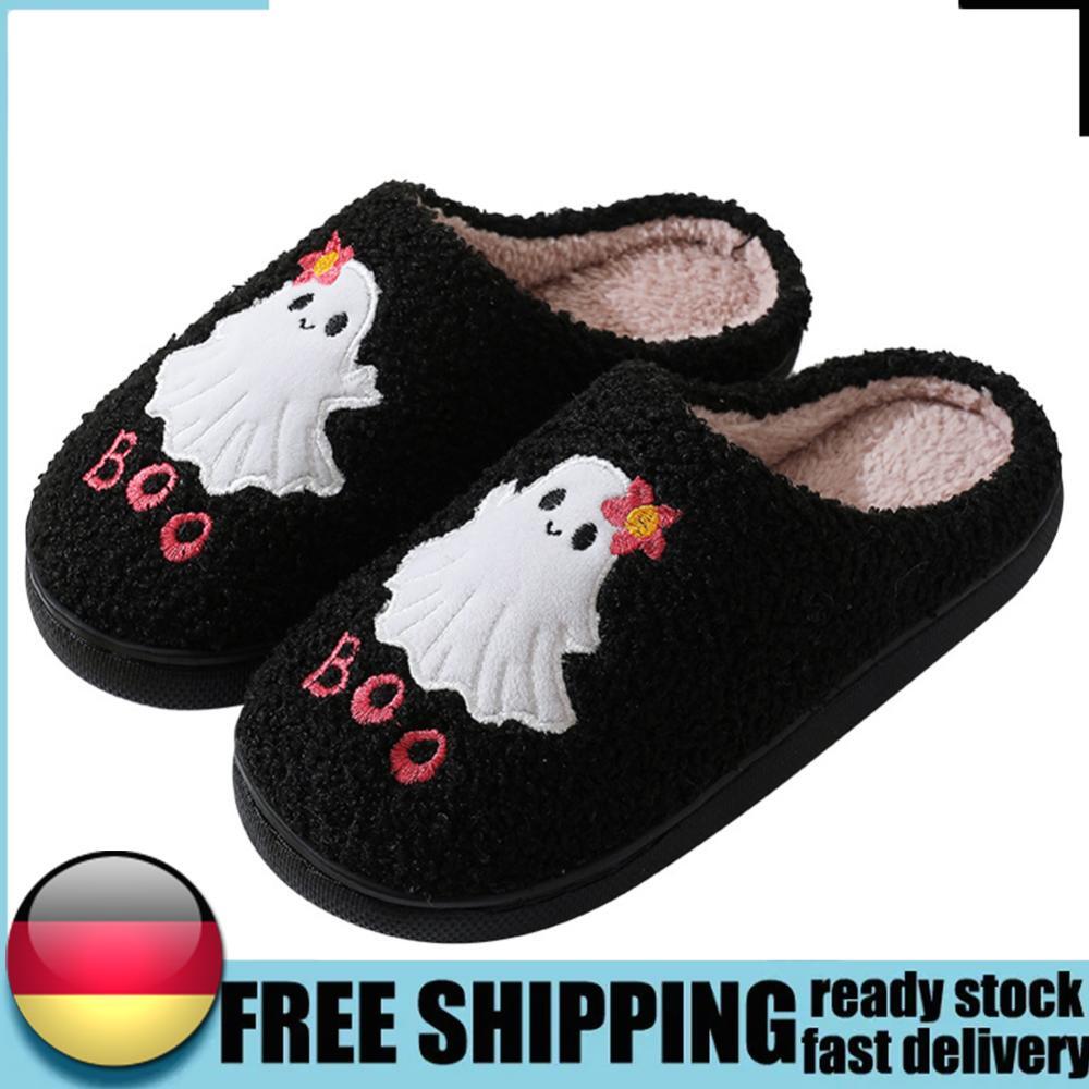 APL Halloween Fantasma Peluche Pantofole Termiche Piatte per Esterno Interno Camera da Letto