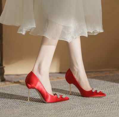 Pumps Damenschuhe Absatz elegant 8,5 cm rot Stass Kunstleder 48794
