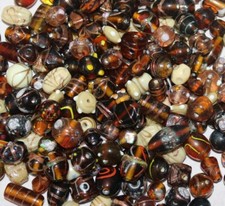100 Lamp Work Glass Beads, Mixed Style  Sizes in Brown Color combination.